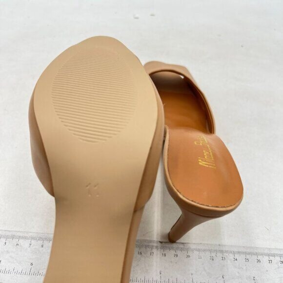 Milooey shoes Open Peep Toe Mules for Women Stiletto High Heels Brown - Picture 5 of 7